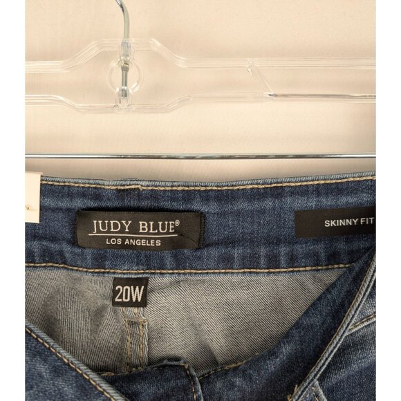 Judy Blue Jeans Womens 20W High Waist Skinny Fit Distressed Dark Blue Denim NWT - Picture 3 of 6